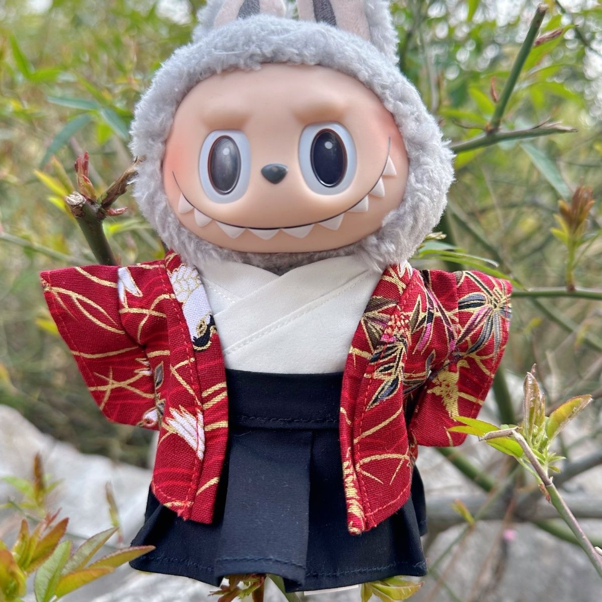 Men's Kimono 17CM Labubu Plush Doll Clothes First Generation Sitting Party Vinyl Set