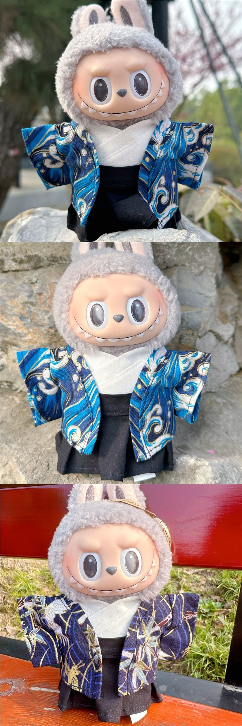 Men's Kimono 17CM Labubu Plush Doll Clothes First Generation Sitting Party Vinyl Set