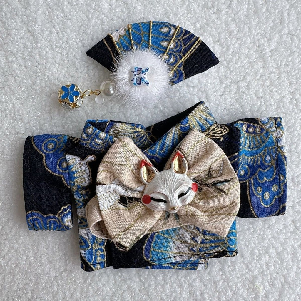 Men's Kimono 17CM Labubu Plush Doll Clothes First Generation Sitting Party Vinyl Set