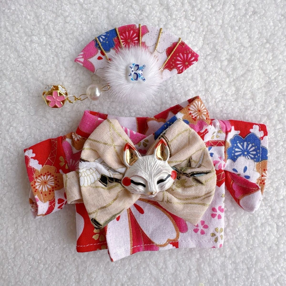 Men's Kimono 17CM Labubu Plush Doll Clothes First Generation Sitting Party Vinyl Set