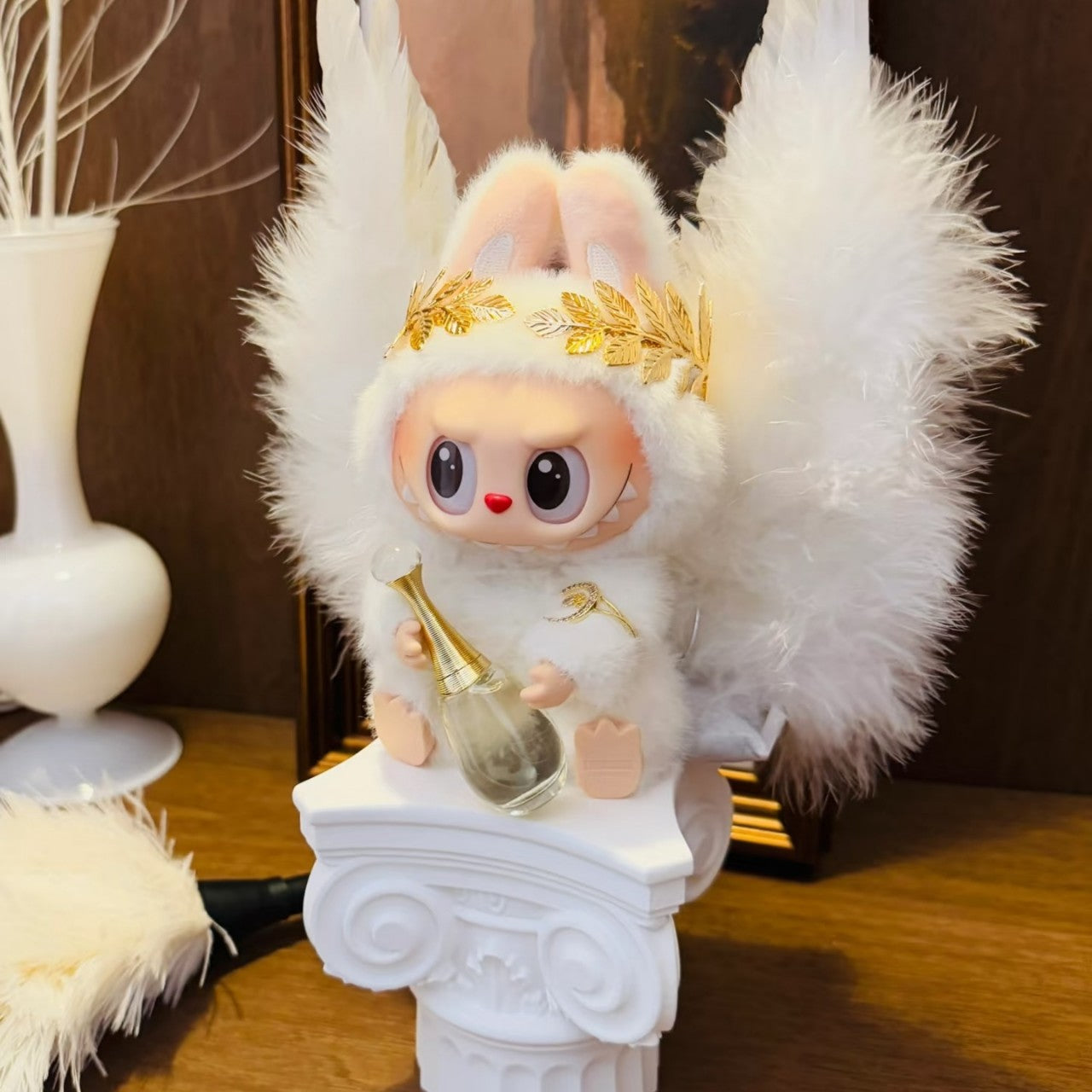 Labubu Angel Doll Clothes Pop Mart Labubu Plush Doll Quick Delivery Blind Box Vinyl Face Trendy Toy Gift