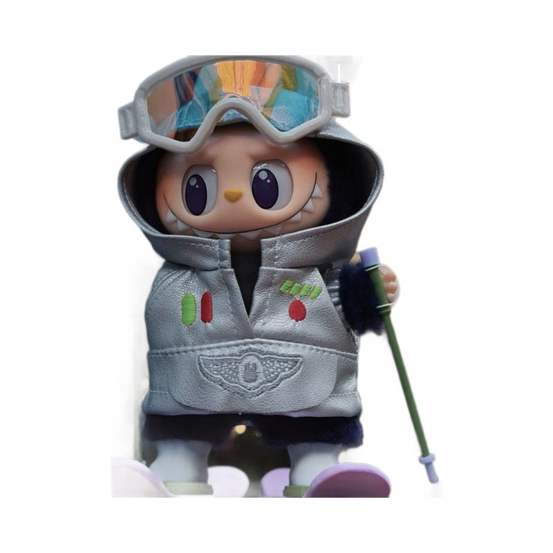 Labubu Vinyl Macaron First Generation Winter Outfit Ski Clothes Trendy One-piece Labubu Doll Clothes In Stock