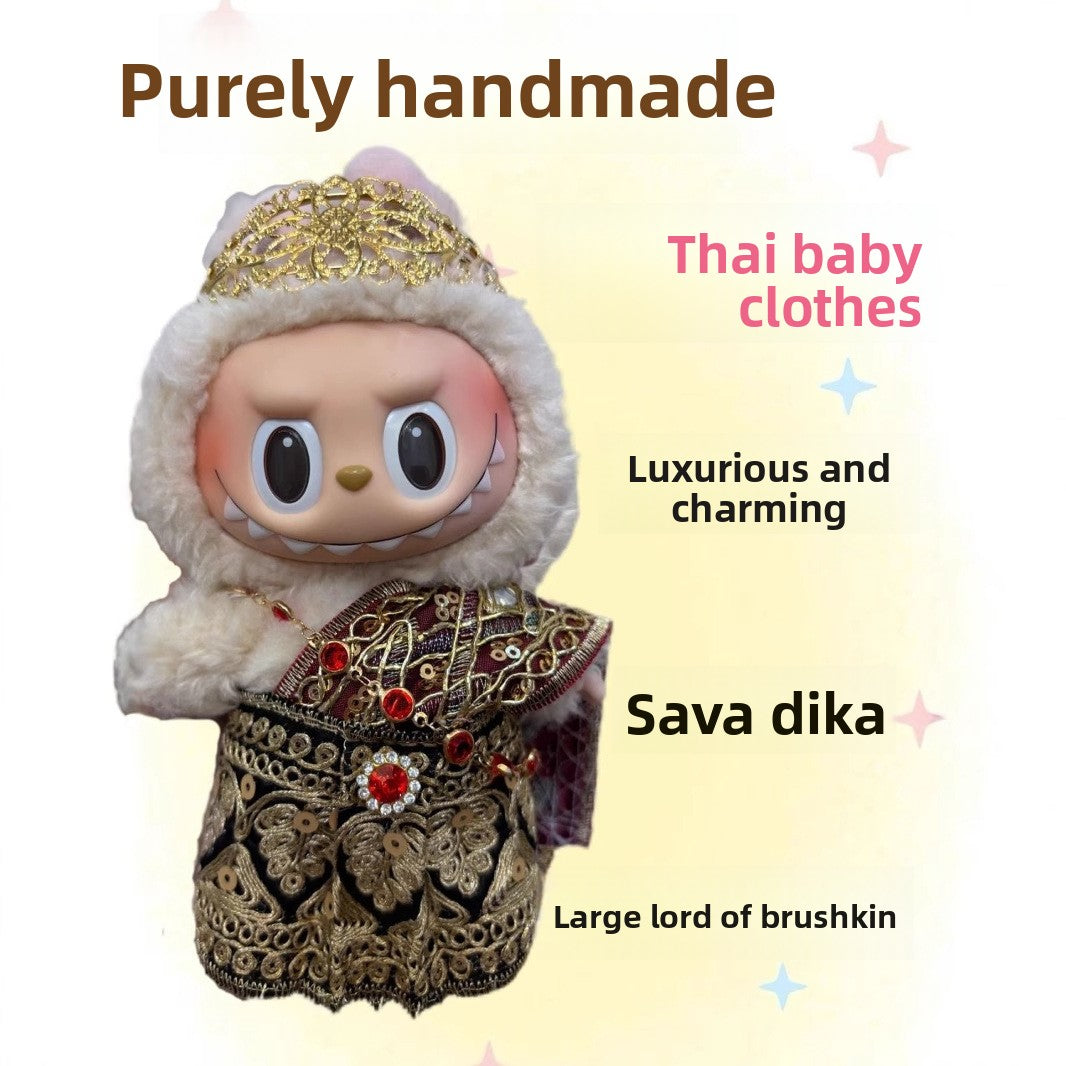 Labubu Clothes Thai Ethnic Style 17cm Pure Handmade Thai Vinyl Accessories Palace Cute Doll Clothes
