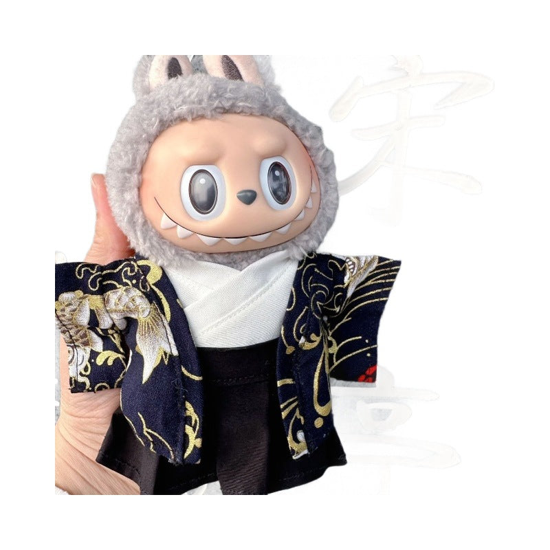 Men's Kimono 17CM Labubu Plush Doll Clothes First Generation Sitting Party Vinyl Set