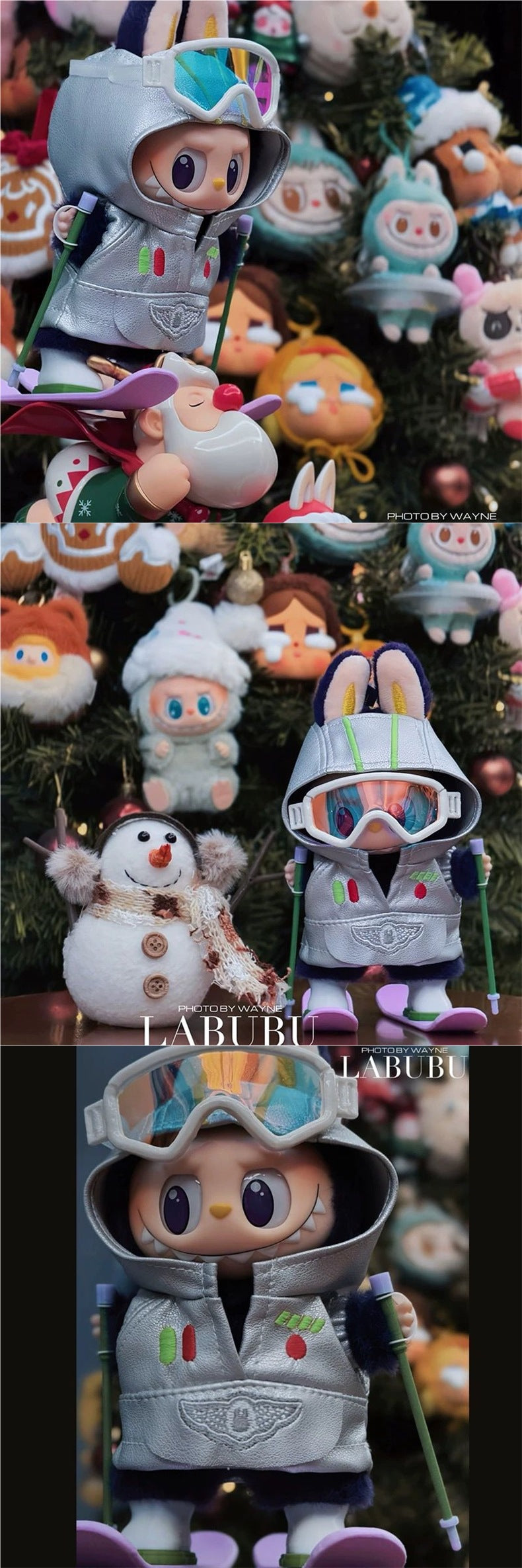 Labubu Vinyl Macaron First Generation Winter Outfit Ski Clothes Trendy One-piece Labubu Doll Clothes In Stock