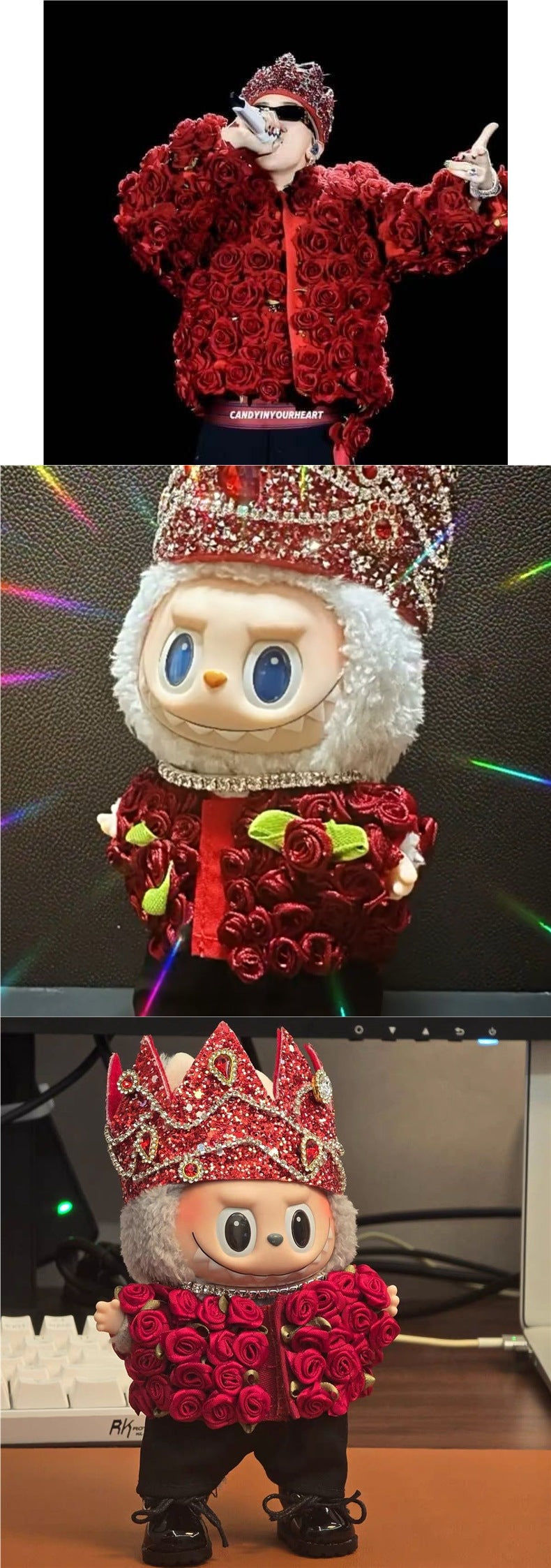 In Stock New GD Same Style Concert Rose Clothes Plush Toy Labubu G-Dragon Doll Clothes Outfit