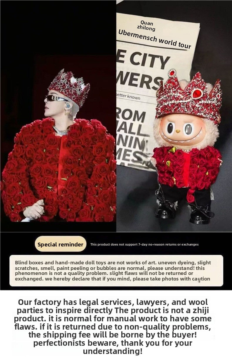 In Stock New GD Same Style Concert Rose Clothes Plush Toy Labubu G-Dragon Doll Clothes Outfit