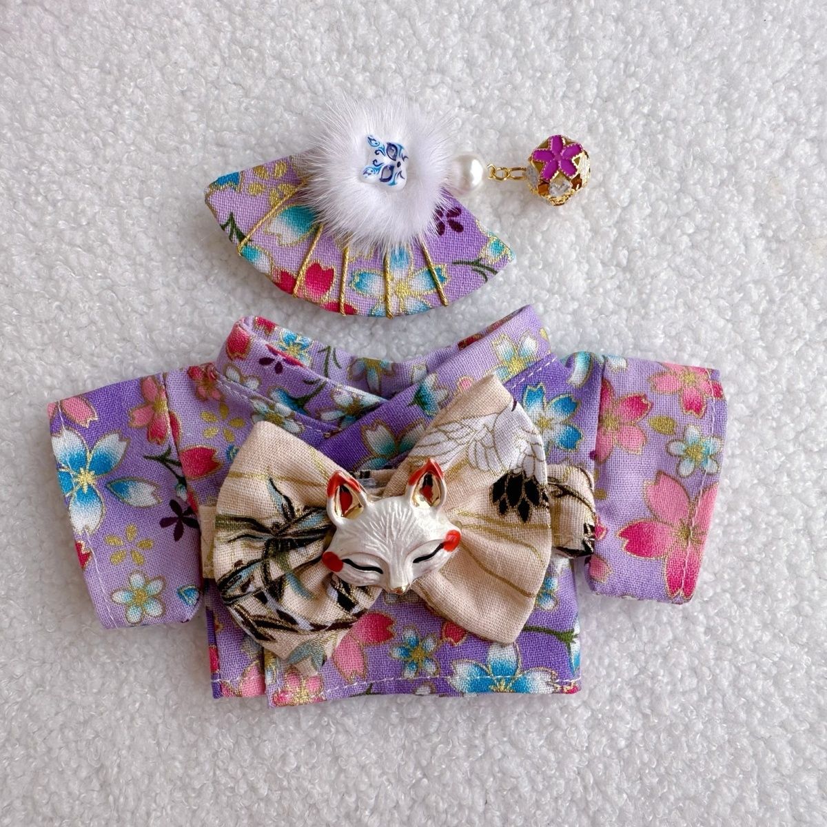Men's Kimono 17CM Labubu Plush Doll Clothes First Generation Sitting Party Vinyl Set