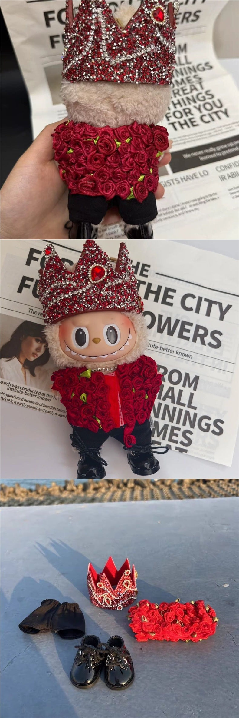 In Stock New GD Same Style Concert Rose Clothes Plush Toy Labubu G-Dragon Doll Clothes Outfit