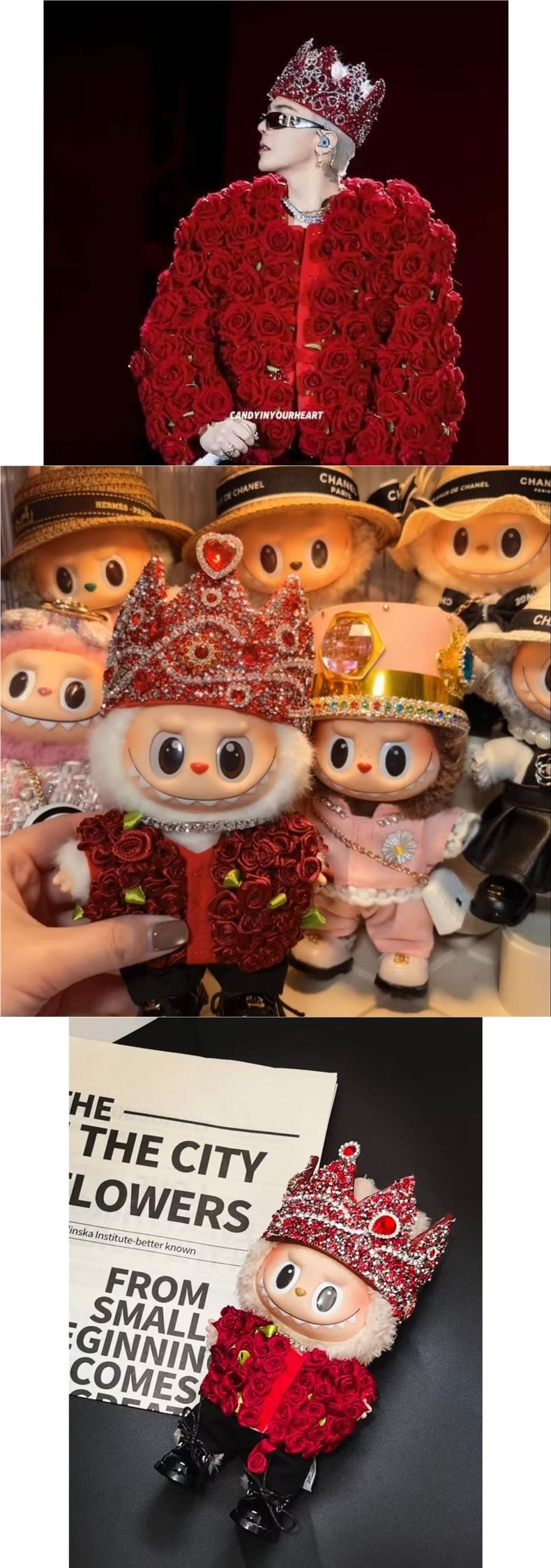 In Stock New GD Same Style Concert Rose Clothes Plush Toy Labubu G-Dragon Doll Clothes Outfit