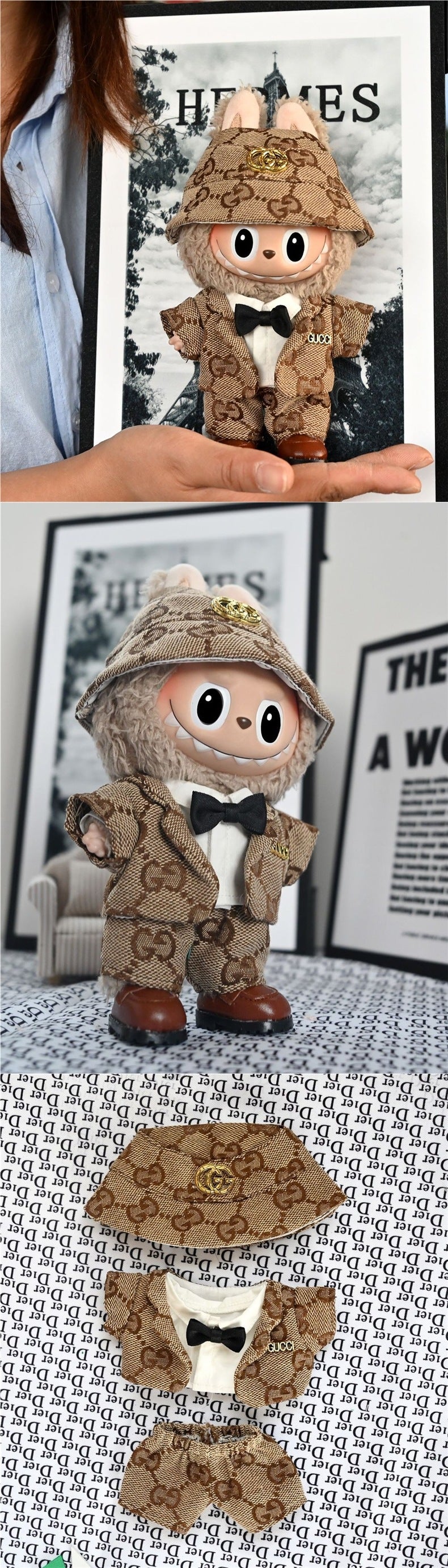 Clothing Only] Labubu Doll Clothes 17cm Labubu Clothes Luxurious and Cute Gentleman Vinyl Face Doll Clothes Replacement