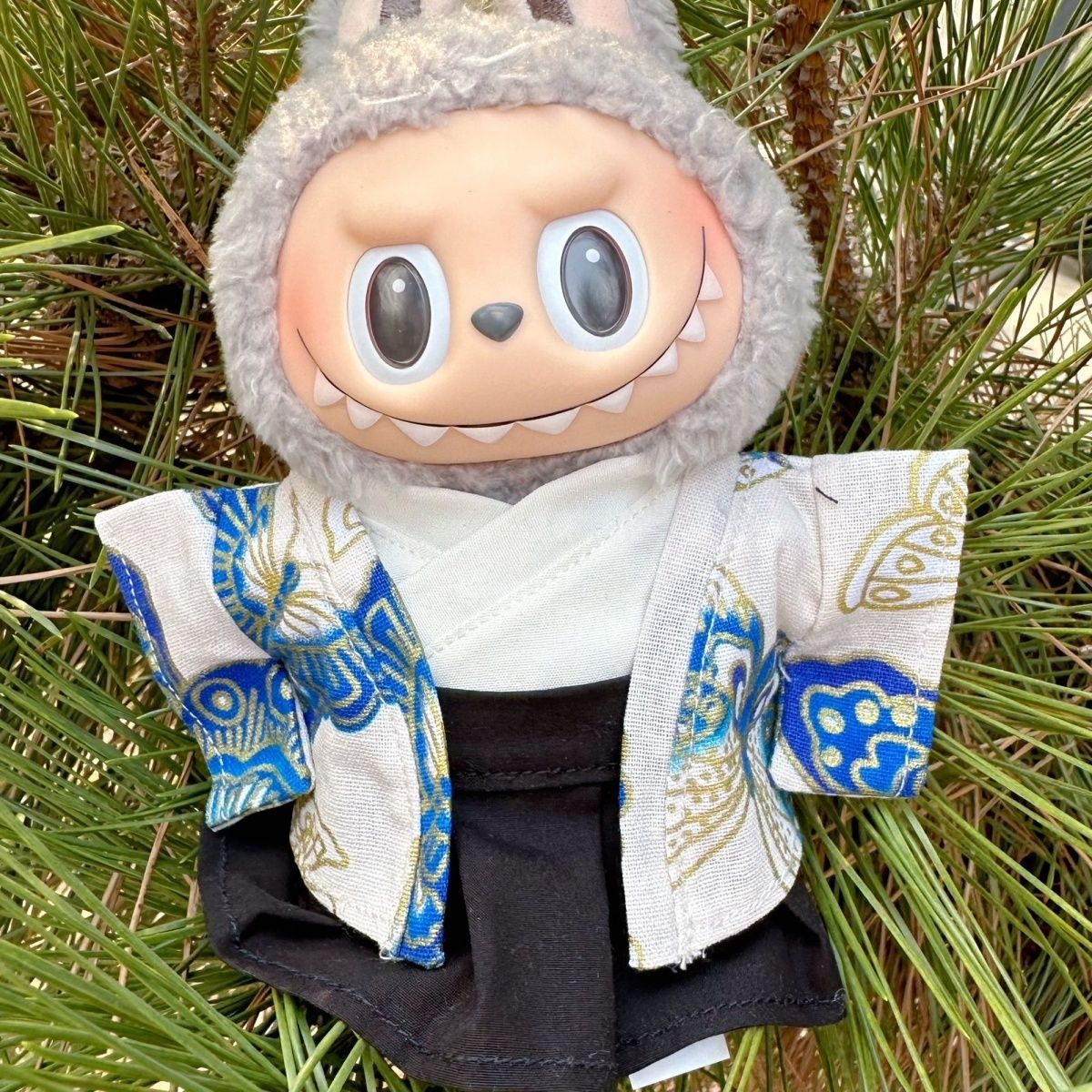 Men's Kimono 17CM Labubu Plush Doll Clothes First Generation Sitting Party Vinyl Set