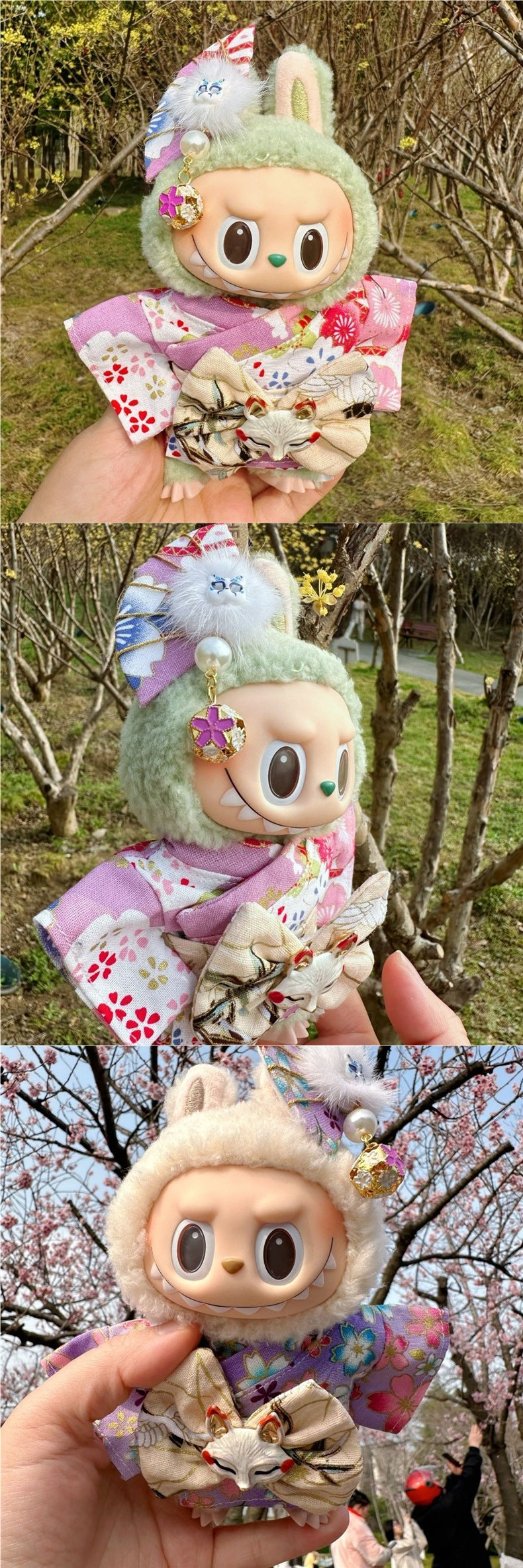Men's Kimono 17CM Labubu Plush Doll Clothes First Generation Sitting Party Vinyl Set